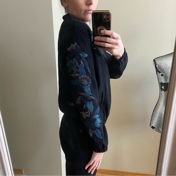 Simons CONTEMPORAINE Black Embroidered bomber jacket size small. - Picture 14 of 17